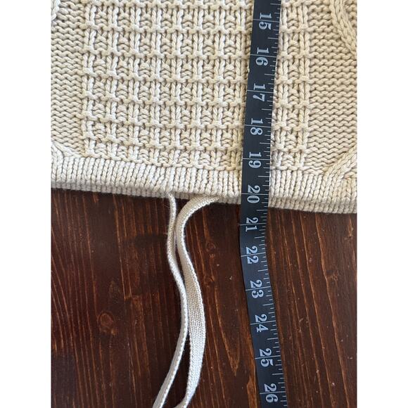 Gianni Bini Oversized Crop Chunky Cable Knit Fishermen Sweater M Cream Designer - Picture 12 of 13